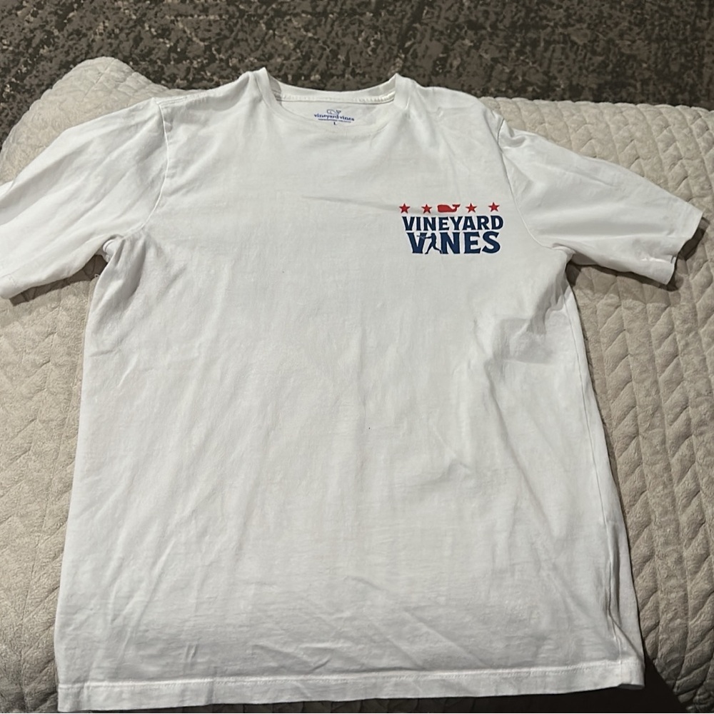 Vineyard Vines White Tee with Blue and Red Logo